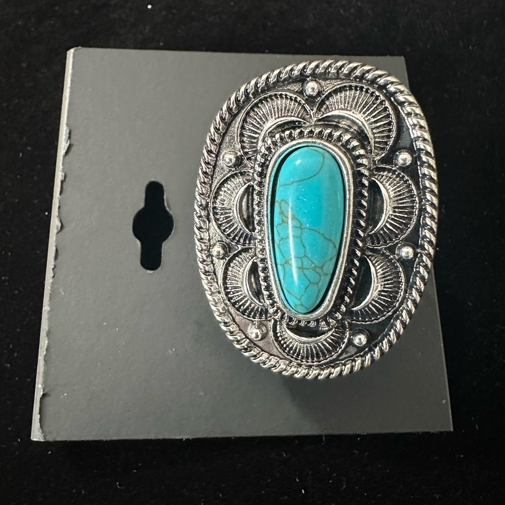 -🆕Noir Turquoise Adjustable Ring